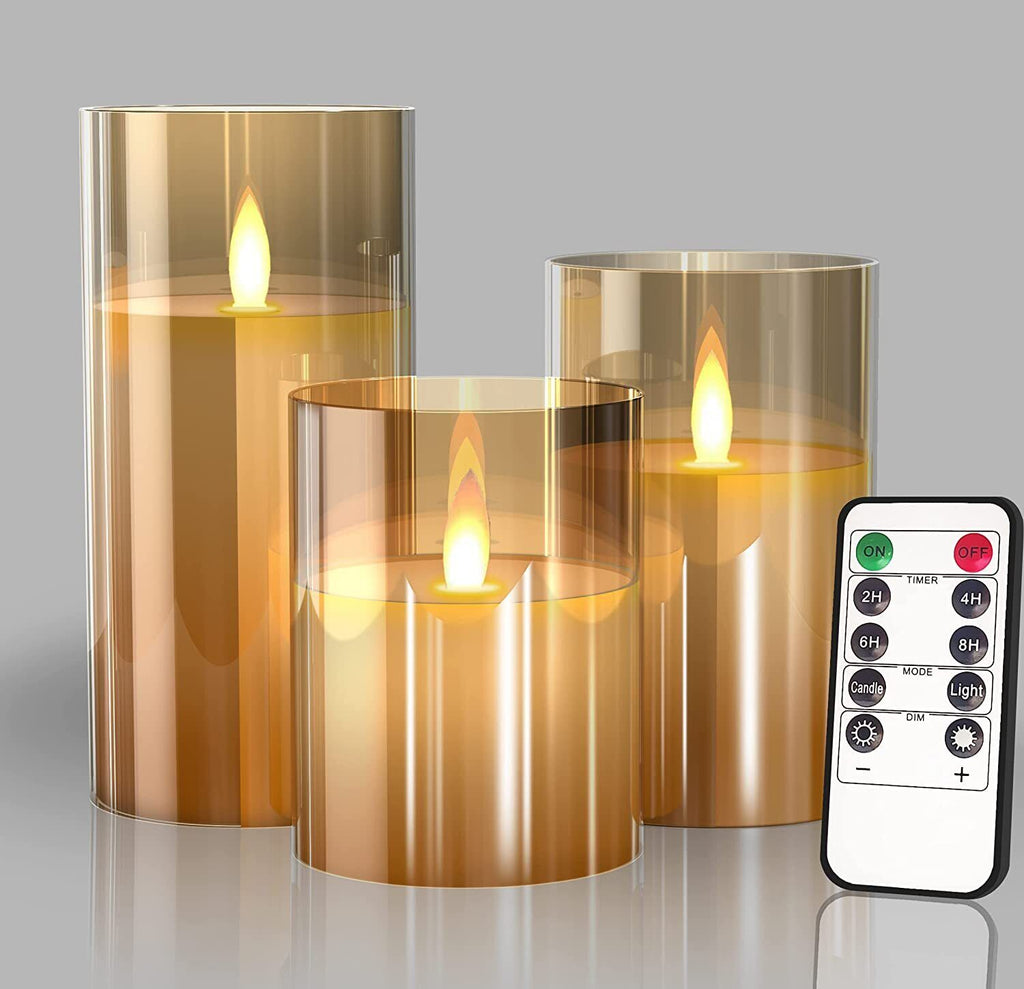 3-Piece Flameless LED Candles Realistic Flicker with Remote & Battery