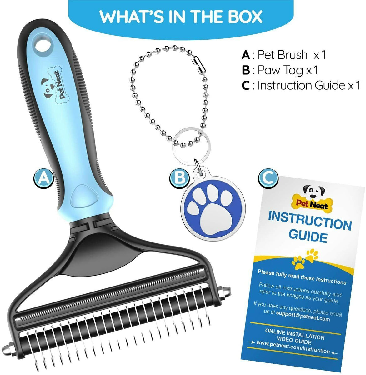 Dual-Sided Pet Grooming Brush for Shedding and Dematting