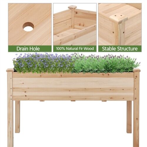 Elevated Garden Bed Wooden Raised Plant Box for Vegetables and Fruits