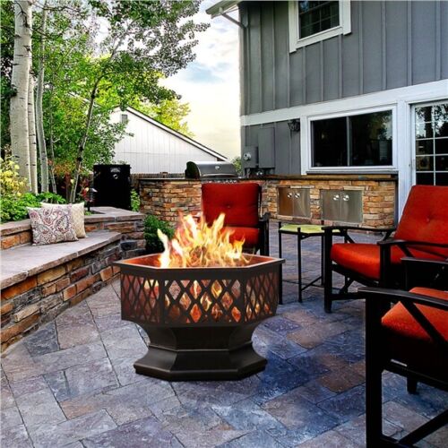 24 Inches Wood Burning Fire Pit For Garden Porch Patio Fireplace BBQ