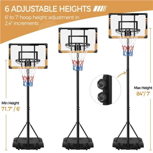 Height Adjustable Basketball Hoop System With Backboard And 2 Wheels