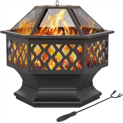 24 Inches Wood Burning Fire Pit For Garden Porch Patio Fireplace BBQ