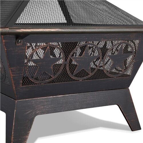 Wood Burning Steel Fire Pit With Cooking Grills For Garden & Porch BBQ