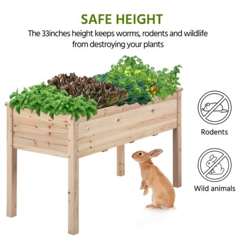 Elevated Garden Bed Wooden Raised Plant Box for Vegetables and Fruits