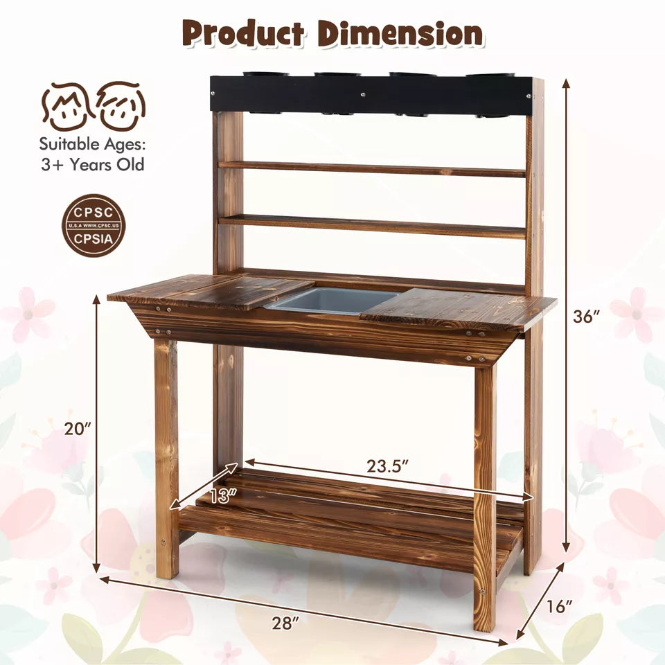 wooden outdoor potting bench product dimension
