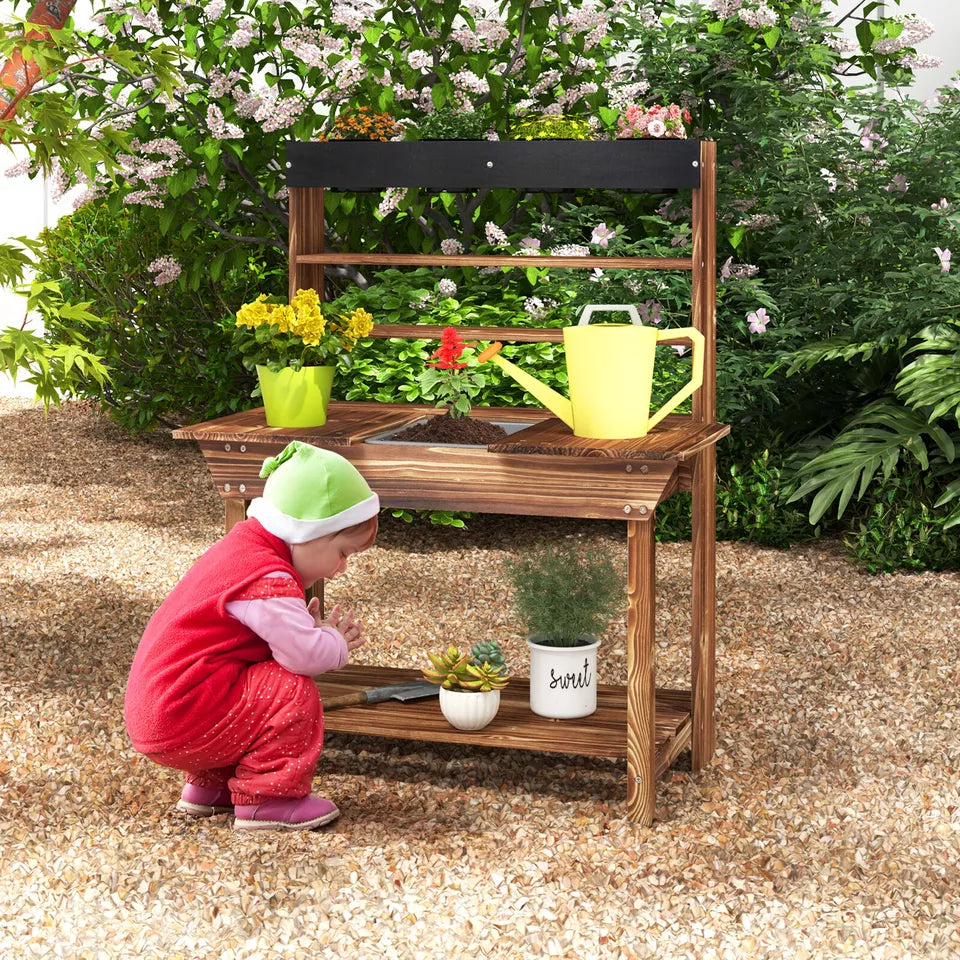 wooden potting bench for kids