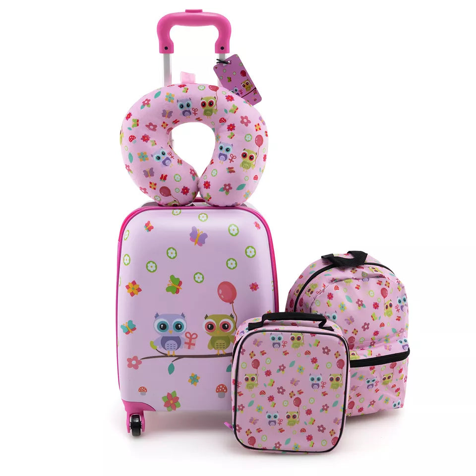 kids luggage sets in pink color