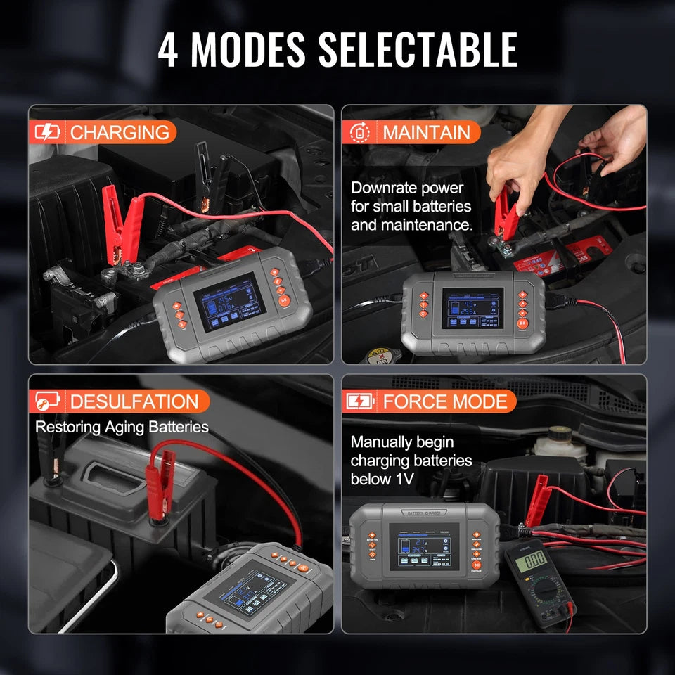 35A Smart Car Battery Charger LiFePO4 Lead Acid 6V 12V 24V LCD