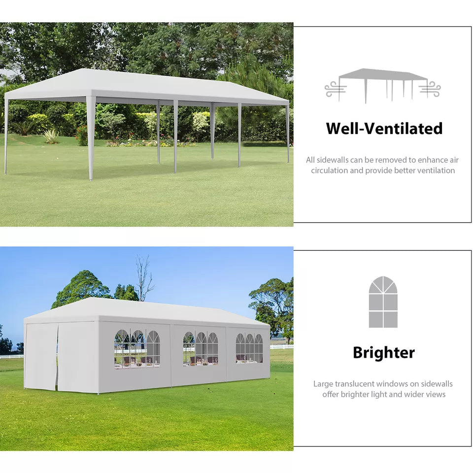 White Outdoor Gazebo Canopy Wedding Party Tent 10'x30'