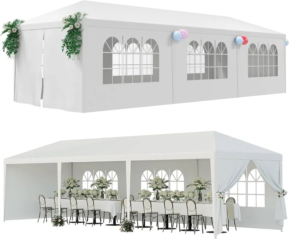 White Outdoor Gazebo Canopy Wedding Party Tent 10'x30'
